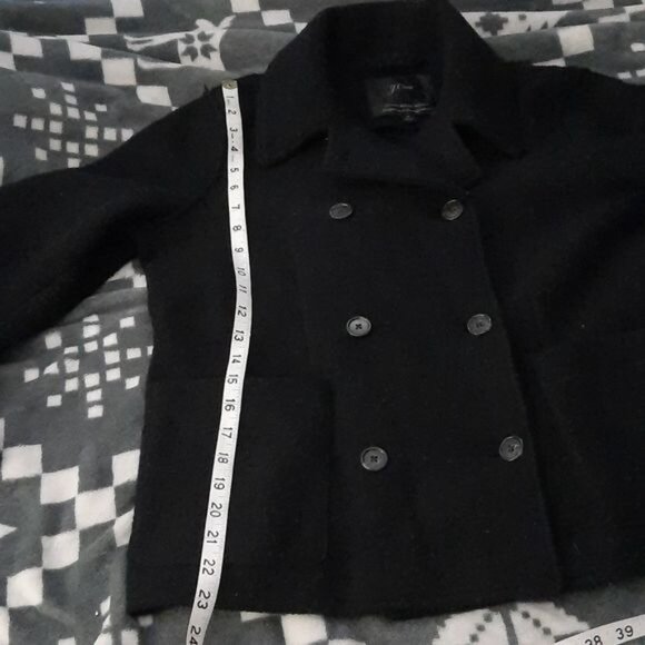 J.Crew Black Italian Boiled Wool Double Breasted Jacket Size 6 - Picture 7 of 8